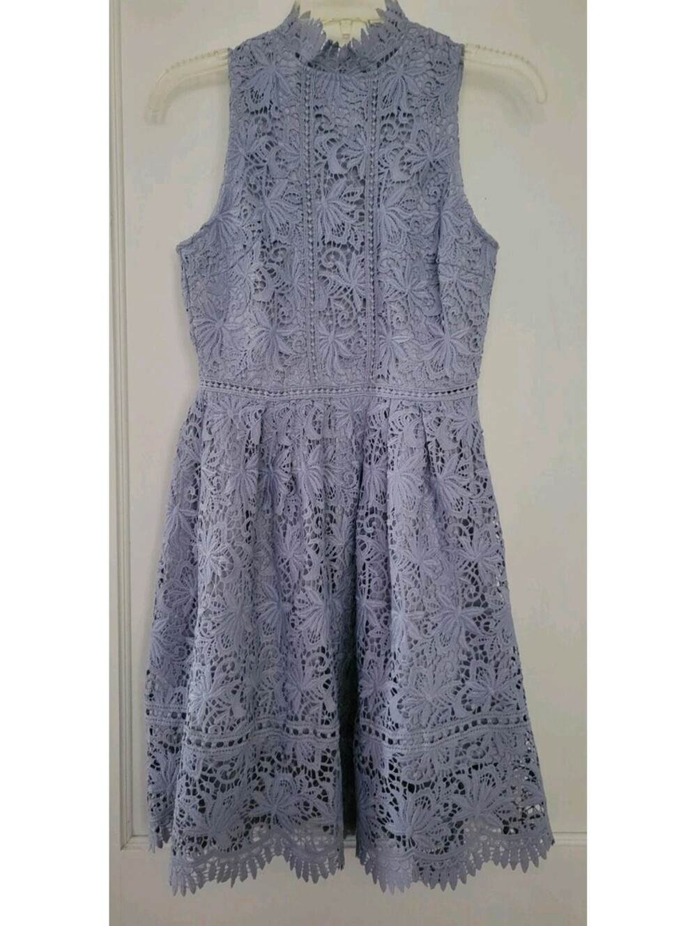 J.O.A. Backless Blue Lace Cocktail Dress Womens Size S Sleeveless Floral Party